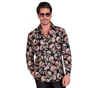 W WIDMANN MILANO Party Fashion - Chemise tête de mort homme, s'illumine sous la lumière UV, squelette, déguisement Halloween