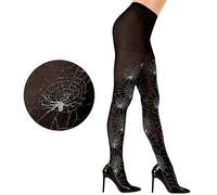 W WIDMANN MILANO Party Fashion - Collants, noir, avec paillettes, toile d'araignée et araignée, Halloween