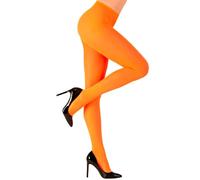WIDMANN 47419 - Collants pour Femmes, Ballerine, 60s, Hippie, 80s, Disco, Carnaval brésilien, Néon, 40 DEN, Taille XL, Couleur Orange Fluorescent
