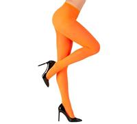 WIDMANN 47419 - Collants pour Femmes, Ballerine, 60s, Hippie, 80s, Disco, Carnaval brésilien, Néon, 40 DEN, Taille XL, Couleur Orange Fluorescent
