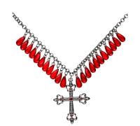 W WIDMANN MILANO Party Fashion - Collier croix gothique avec goutte de Jupiter, collier, chaîne croisée, bijoux fantaisie, gothique, Day of the Dead, Dia de los Muertos, Halloween