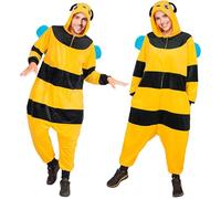 W WIDMANN MILANO Party Fashion - Combinaison abeille pour adulte, combinaison en peluche jaune et noire avec capuche, costume animalier pour carnaval