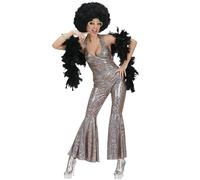 Widmann Déguisement The 70s Disco Style 73763 – Combinaison holographique Femme L Gris