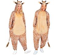 W WIDMANN MILANO Party Fashion - Combinaison girafe pour adulte, combinaison en peluche marron avec capuche, costume animalier pour carnaval