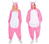 W WIDMANN MILANO Party Fashion - Combinaison lapin pour adulte, combinaison en peluche rose avec capuche, costume animalier pour carnaval