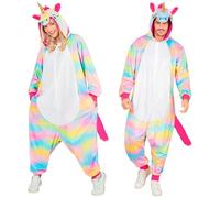W WIDMANN MILANO Party Fashion - Combinaison licorne pour adulte, combinaison en peluche arc-en-ciel avec capuche, costume animalier pour carnaval