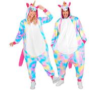 W WIDMANN MILANO Party Fashion - Combinaison licorne pour adultes, combinaison en peluche colorée avec capuche, costume animalier pour carnaval