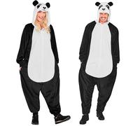 W WIDMANN MILANO Party Fashion - Combinaison panda pour adulte, combinaison en peluche noire et blanche avec capuche, costume animalier pour carnaval