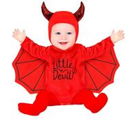 W WIDMANN MILANO Party Fashion - Costume bébé chauve-souris ou diable, combinaison en peluche avec bonnet, déguisement enfant Halloween, carnaval