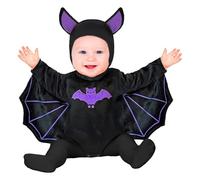 W WIDMANN MILANO Party Fashion - Costume bébé chauve-souris ou diable, combinaison en peluche avec bonnet, déguisement enfant Halloween, carnaval