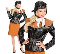 W WIDMANN MILANO Party Fashion - Costume d'aviateur rétro pour fille, pilote, veste, jupe, écharpe, chapeau, carnaval, soirée à thème