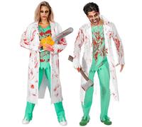 W WIDMANN MILANO Party Fashion - Costume de chirurgien zombie | Ensemble 3 pièces avec blouse de laboratoire, chemise et blessure, pantalon et gants tachés de sang
