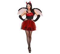 W WIDMANN MILANO Party Fashion - Costume de diablesse, robe, ailes, gants, cornes, enfer, Halloween