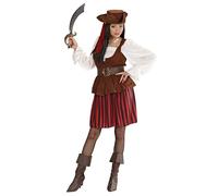 W WIDMANN MILANO Party Fashion, Costume de mariée pirate, design captivant, jupe rouge à bandes noires, guêpière sexy, accessoires inclus, ajustement confortable, parfait pour toutes occasions