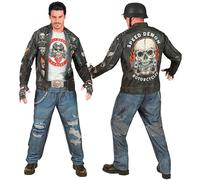 W WIDMANN MILANO Party Fashion - Costume de motard pour homme, ensemble avec haut, pantalon et gants, pour Halloween et carnaval