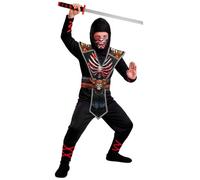 W WIDMANN MILANO Party Fashion - Costume de ninja squelette pour enfants | Ensemble 4 pièces comprenant une combinaison, une cuirasse, une cagoule et un masque pour Halloween et le carnaval