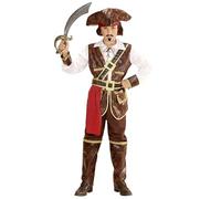 W WIDMANN MILANO Party Fashion - Costume de Pirate pour Enfant, Chemise, Gilet, Ceinture, écharpe, Pantalon, surbottes, Chapeau Marron, Design Attrayant, Confort Optimal, Taille 158 cm