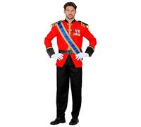 W WIDMANN MILANO Party Fashion - Costume de prince pour homme | Ensemble 4 pièces avec veste, écharpe, pantalon, ceinture et gants, déguisement royal pour le carnaval