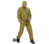 Widmann Déguisement Prisonnier/Détenu Rayures noir/jaune Costume + chapeau Taille M Noir G