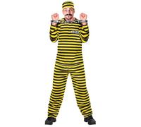 W WIDMANN MILANO Party Fashion - Costume de prisonnier pour homme | Costume de prisonnier 3 pièces comprenant un haut, un pantalon et une casquette, pour le carnaval ou une soirée à thème