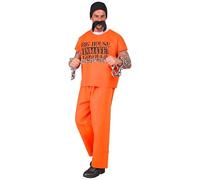 W WIDMANN MILANO Party Fashion - Costume de prisonnier, T-shirt, pantalon, casquette, moustache, prisonnier, détenu