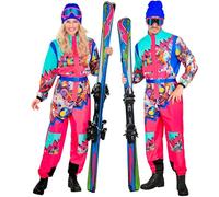 W WIDMANN MILANO Party Fashion - Costume de ski pour femmes et hommes, combinaison avec ceinture, design rétro pour le carnaval et les soirées après-ski