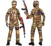 W WIDMANN MILANO Party Fashion - Costume de soldat pour enfant, ensemble avec masque, tenue militaire complète pour Halloween et Carnaval