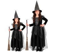 W WIDMANN MILANO Party Fashion - Costume de sorcière pour enfants | Robe longue avec chapeau de sorcière, costume pour soirée sur le thème des contes de fées, carnaval, Halloween
