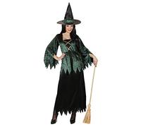 W WIDMANN MILANO Party Fashion - Costume de sorcière pour femmes, robe et chapeau, magicienne, sorcière des marais, pour Halloween, carnaval, soirée à thème