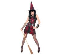 W WIDMANN MILANO Party Fashion - Costume de sorcière punk, robe, bracelet et chapeau, pour Halloween