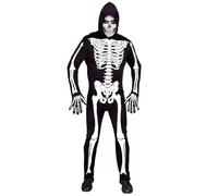Widmann Costume Squelette, combinaison à capuche fluo, brille sous UV, déguisement Halloween
