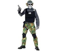 W WIDMANN MILANO Party Fashion Costume de squelette soldat pour enfants, 00125, Camouflage, 164 cm