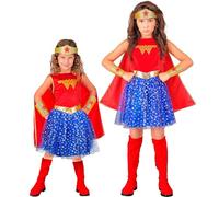 W WIDMANN MILANO Party Fashion Costume de super-héroïne pour enfant, robe avec cape, pour carnaval, fête à thème
