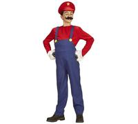 W WIDMANN MILANO Party Fashion - Costume de super plombier pour enfants | Ensemble 3 pièces avec combinaison, t-shirt et chapeau, style artisan et mécanicien pour le carnaval