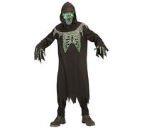 W WIDMANN MILANO Party Fashion - Costume d'enfant Faucheur, robe, gants, capuche, masque avec yeux lumineux, démon, Halloween