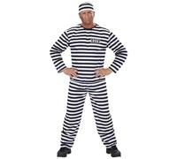 Costume Prisionnier Bagnard Noir Et Blanc Adulte - Noir - L jaune