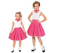Widmann - Costume enfant années 50, jupe avec foulard, rockabilly, rock 'n' roll, danseuse, déguisements de carnaval