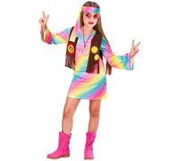 Widmann - Déguisement Hippie - Robe avec gilet et bandeau - 128 cm (5-7 ans) - Couleurs variées