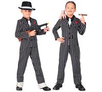 W WIDMANN MILANO Party Fashion - Costume enfant gangster, costume à rayures, criminel, patron de la mafia, costumes de carnaval