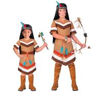W WIDMANN MILANO Party Fashion - Costume enfant guerrière, Amérindienne, robe avec ceinture, bandeau, pour carnaval, fêtes à thème