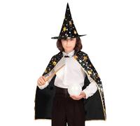 W WIDMANN MILANO Party Fashion - Costume enfant magicien, cape, 70 cm, avec chapeau, magicien, sorcière, carnaval