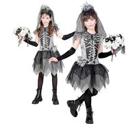 W WIDMANN MILANO Party Fashion - Costume enfant mariée squelette, robe, mariée fantôme, faucheuse, Day of the Dead