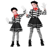 W WIDMANN MILANO Party Fashion - Costume enfant mime, ensemble composé d'un haut, d'une jupe, d'un foulard, de gants et d'un bonnet, pour carnaval