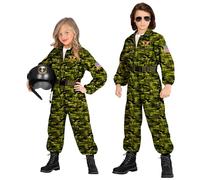 Widmann Costume enfant Pilote d'avion de combat Combinaison, ceinture 128 cm (5-7 ans) Camouflage