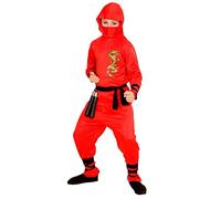 W WIDMANN MILANO Party Fashion - Costume enfant Red Dragon Ninja, Guerrier, Samouraï, Costumes de Carnaval