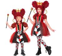 W WIDMANN MILANO Party Fashion - Costume enfant Reine de cœur pour filles, ensemble costume avec robe et couronne pour carnaval