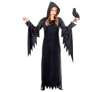 W WIDMANN MILANO Party Fashion - Costume enfant reine sombre, robe avec capuche, reine gothique, déguisements de carnaval