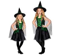 W WIDMANN MILANO Party Fashion - Costume enfant sorcière, robe, chapeau de sorcière, magicien Costumes de carnaval, Halloween