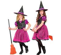 W WIDMANN MILANO Party Fashion - Costume enfant sorcière, robe et chapeau de sorcière, magicien, sorcier, costume de conte de fées