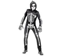 W WIDMANN MILANO Party Fashion - Costume enfant squelette, combinaison avec capuche, blanc, brille sous la lumière UV, déguisement Halloween